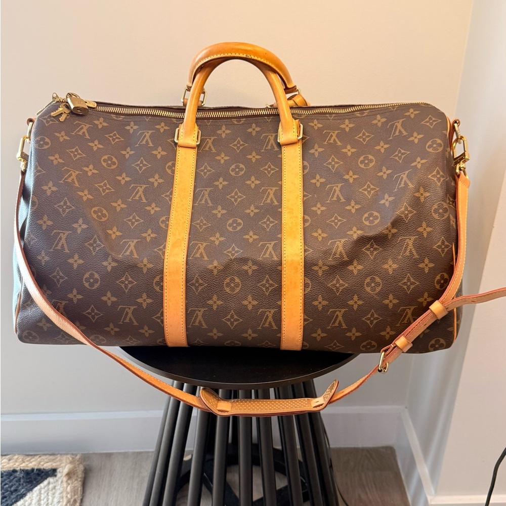 Louis Vuitton Brown and Tan Monogram Duffel Bag
